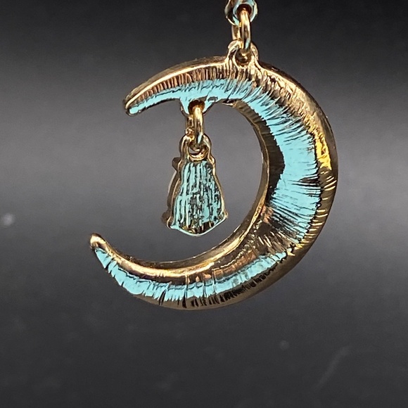 Celestial Opal AB Rhinestone Earrings Gold Tone Pierced Long Dangle - Picture 5 of 10